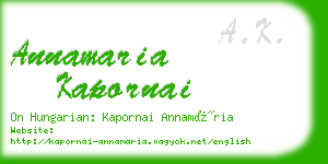 annamaria kapornai business card